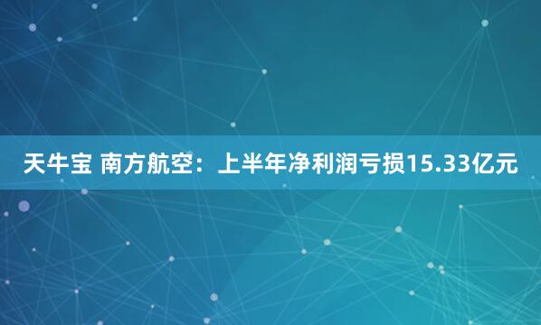 天牛宝 南方航空：上半年净利润亏损15.33亿元